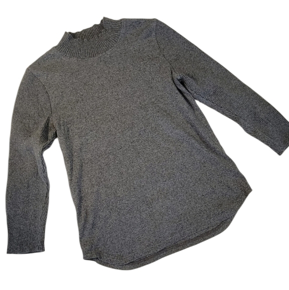 Rafaella womens heather grey, ribbed neck and sleeves top, long sleeves Size S - Picture 1 of 7